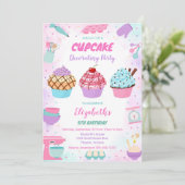 Zoete Cupcake Verjaardagsfeest Uitnodiging (Staand voorkant)