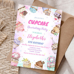 Zoete Cupcake Verjaardagsfeest Uitnodiging
