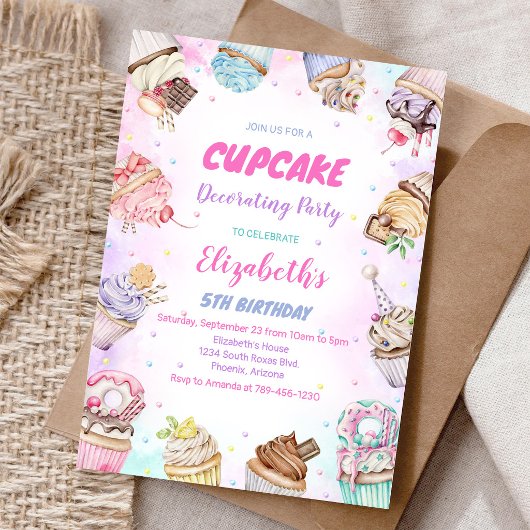 Zoete Cupcake Verjaardagsfeest Uitnodiging