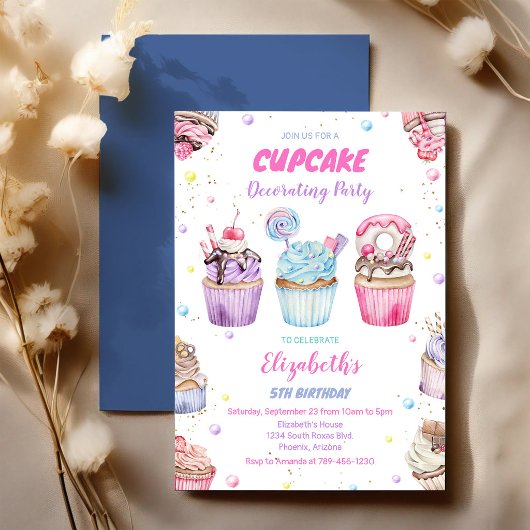 Zoete Cupcake Verjaardagsfeest Uitnodiging