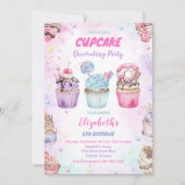 Zoete Cupcake Verjaardagsfeest Uitnodiging (Voorkant)