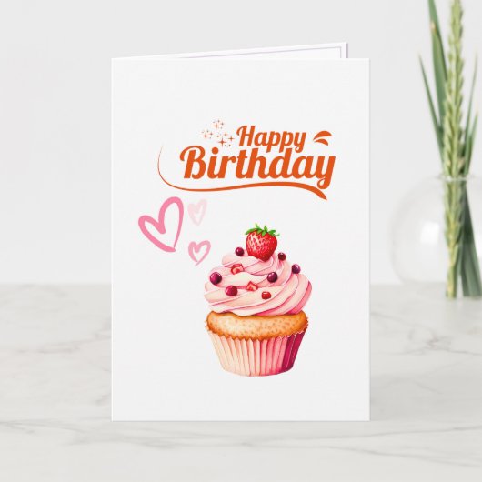 Zoete Cupcake Verjaardagskaart Kaart (Voorkant)