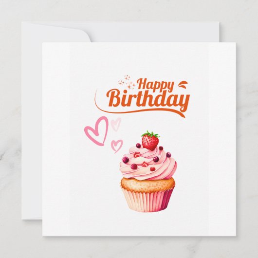 Zoete Cupcake Verjaardagsplattegrußkaart Kaart (Voorkant)