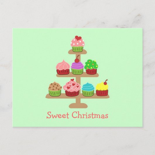 Zoete Cupcakes Kerstkaarten Feestdagenkaart (Voorkant)
