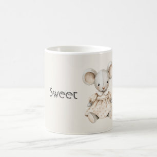 Zoete Cute Muis Die Een Jurk Draagt Koffiemok