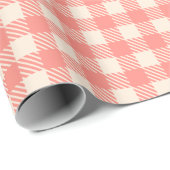 Zoete cute perzik roze geruit geruit geruit cadeaupapier (Rol Hoek)