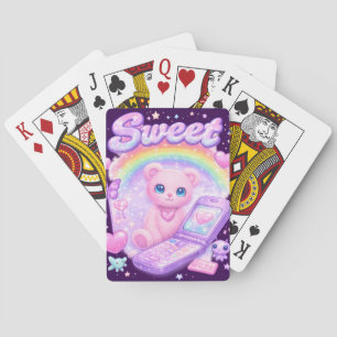 Zoete Cyber-Pop Vibes en Pastel Dromen Pokerkaarten