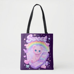 Zoete Cyber-Pop Vibes en Pastelkleurige Dromen Tote Bag