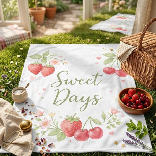 Zoete Dagen Waterverf Fruit Picknickdeken Fleece Deken