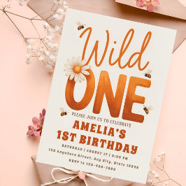 Zoete Daisy Wild One 1e Verjaardagsfeest Foto Kaart