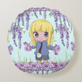 zoete dalls anime stijl rond kussen
