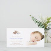 Zoete Damask Kippen Baby Jongen Geboorteaankondigi Aankondiging (Staand voorkant)