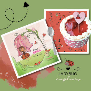 Zoete Dames Lieveheersbeestje Baby Shower Servette Servet