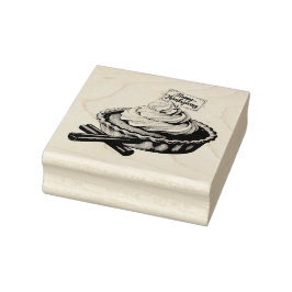 Zoete Dank – Thanksgiving Taart met Slagroom Rubberstempel