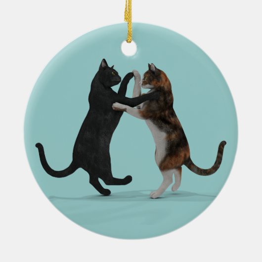 Zoete dansende katten keramisch ornament (Achterkant)