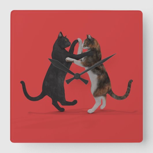 Zoete dansende katten vierkante klok (Voorkant)