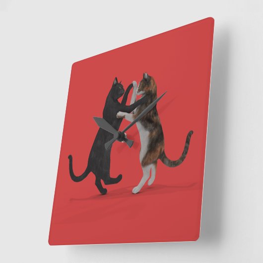 Zoete dansende katten vierkante klok (Hoek)