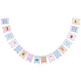 Zoete dessert en ijspartij vlaggetjes