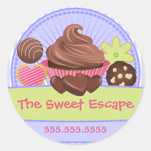 Zoete desserts Bakkerij Box Seals Ronde Sticker (Voorkant)