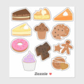 Zoete desserts, gebak, gebak en gebak sticker (Vel)