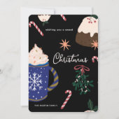 Zoete desserts geïllustreerd vakantievoedsel Kerst Feestdagenkaart (Voorkant)