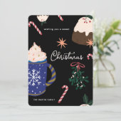 Zoete desserts geïllustreerd vakantievoedsel Kerst Feestdagenkaart (Staand voorkant)