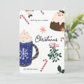 Zoete desserts geïllustreerd vakantievoedsel Kerst Feestdagenkaart (Staand voorkant)