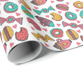 Zoete desserts, met de hand getekende  illustratie cadeaupapier (Rol Hoek)