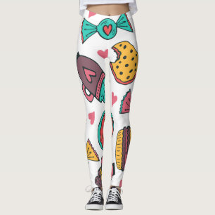 Zoete desserts, met de hand getekende illustratie leggings