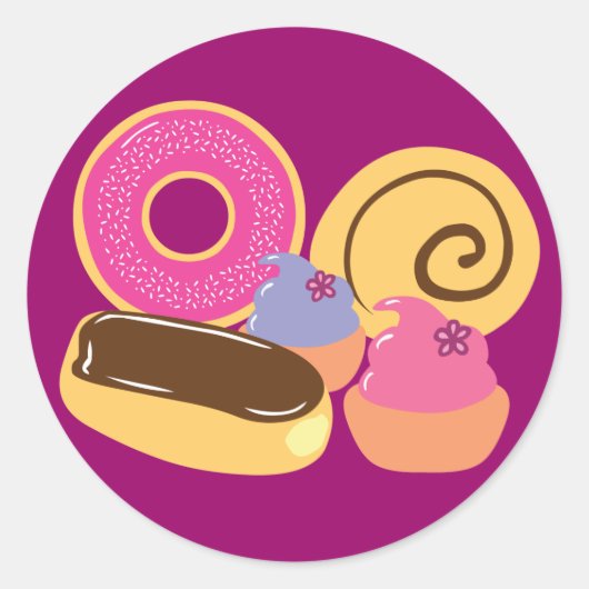 Zoete desserts ronde sticker (Voorkant)