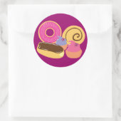 Zoete desserts ronde sticker (Tas)