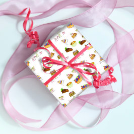 Zoete desserts waterverf met koffie en thee cadeaupapier