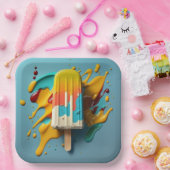 Zoete diepvriescrème. popsikel heerlijk dessert papieren bordje (Feest)