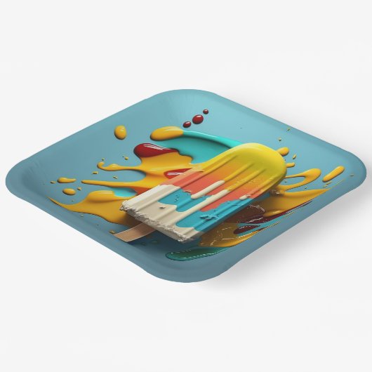 Zoete diepvriescrème. popsikel heerlijk dessert papieren bordje (Gebogen)