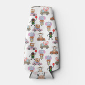 Zoete dieren in auto's met een verkeerslichtpatroo flesjeskoeler (Voorkant)