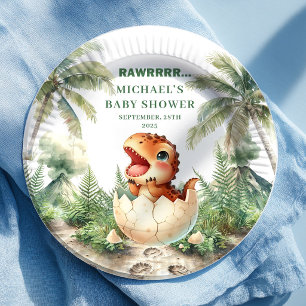 Zoete Dino-ei Baby Shower Komt Eruit Borden Papieren Bordje