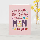 Zoete Dochter Cake Art Kaart (Gele Bloem)