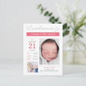 Zoete documentatie Aankondiging van de geboorte va Briefkaart (Staand voorkant)