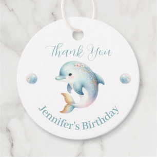 Zoete Dolfijn Verjaardag Dank u Favor Tags Bedankjes Labels