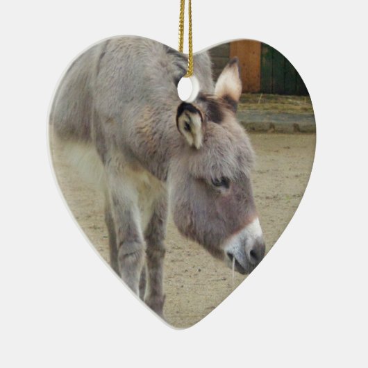 Zoete Donkey, Animal Grey, Horse Family Keramisch Ornament (Rechts)