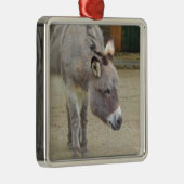 Zoete Donkey, Animal Grey, Horse Family Metalen Ornament (Rechts)