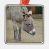 Zoete Donkey, Animal Grey, Horse Family Metalen Ornament (Voorkant)