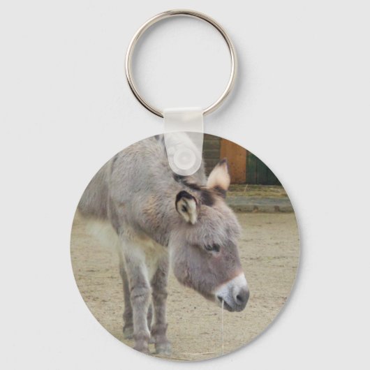 Zoete Donkey, Animal Grey, Horse Family Sleutelhanger (Voorkant)
