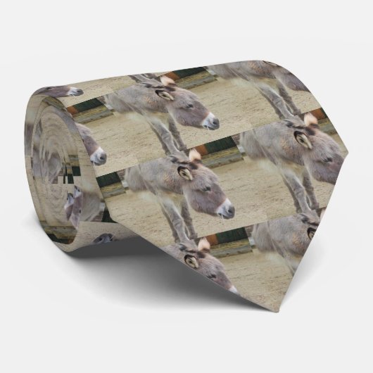 Zoete Donkey, Animal Grey, Horse Family Stropdas (Opgerold)