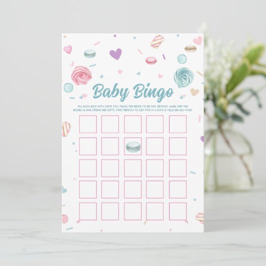 Zoete Donut Baby Bingo Spellen Kaart (Staand voorkant)