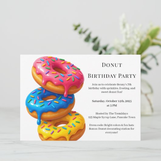 Zoete Donut Brunch | Verjaardagsviering Kaart (Staand voorkant)
