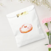 Zoete donut met roze glas. bedankzakje (Gezegeld)