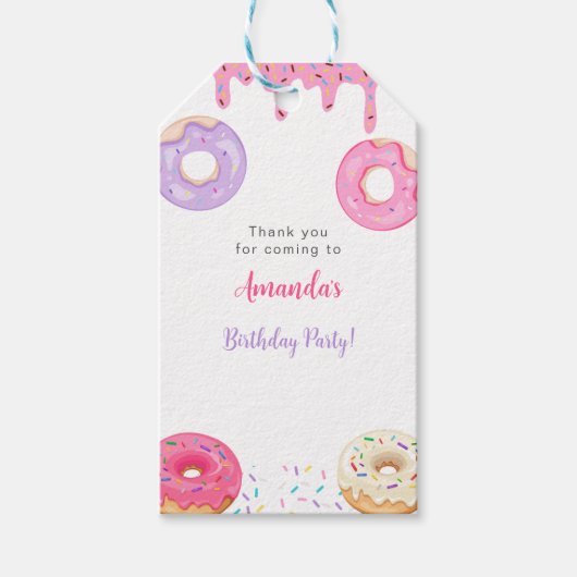 Zoete Donut Verjaardag Cadeaulabel (Voorkant)