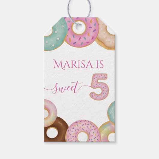 Zoete Donut Verjaardag | Kleurrijk Kinderfeestje - Cadeaulabel (Voorkant)