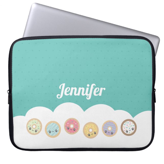 Zoete donuts laptop sleeve (Voorkant)